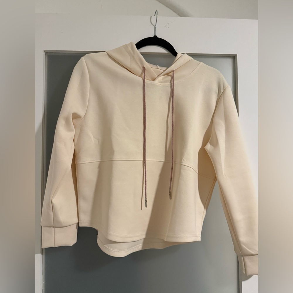 Short Rhinestone Drawstring Hoodie - Picture 2 of 4